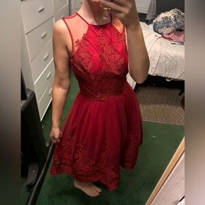 Chi Chi London Burgundy Lace Dress